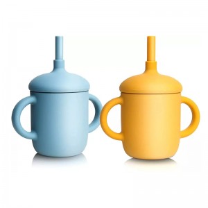 Groothandel 100% food grade siliconen baby cups, trainingsbekers met rietjes voor baby\'s