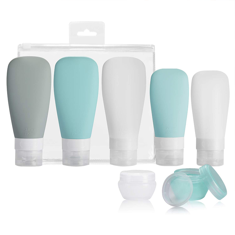Wholesale reisformaat containers voor shampoo en toiletartikelen, siliconen lekvrije reisflessen sets
